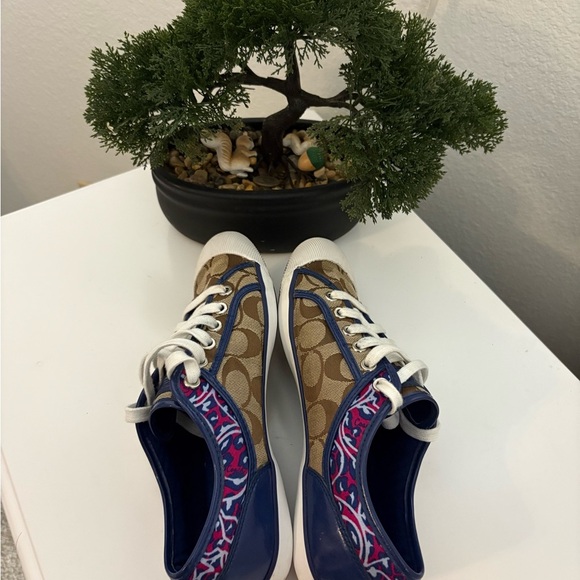 Coach Women's Tan and Blue Sneakers - Picture 6 of 7